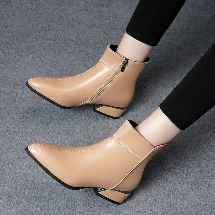 Bérénice | Bottines Doublées à Bout Pointu - Camel