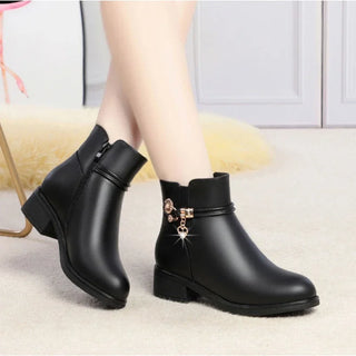 Constance | Bottines Doublées à Talon Bas — Noir