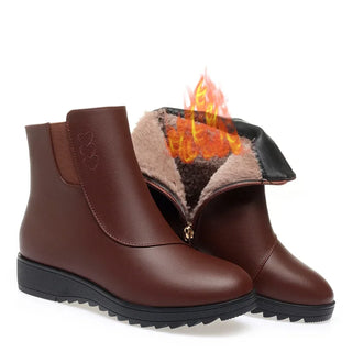 Mathilde | Bottines Fourrées à Zip Latéral - Marron