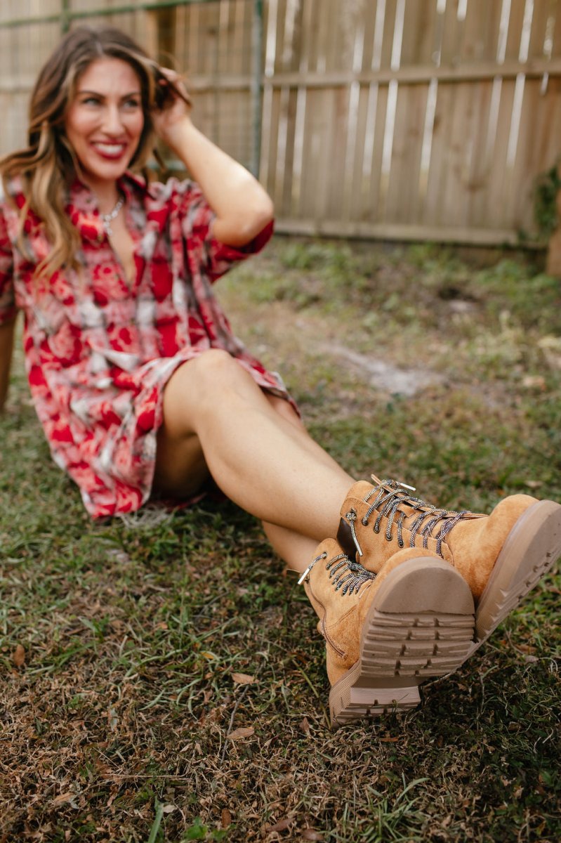 Faustine | Bottines à Lacets en Daim Camel