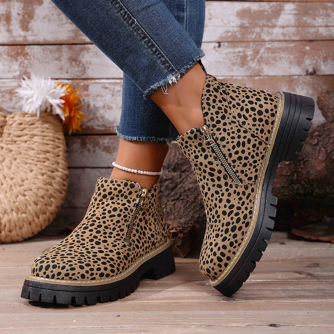Ninon | Bottines Léopard à Talon Carré