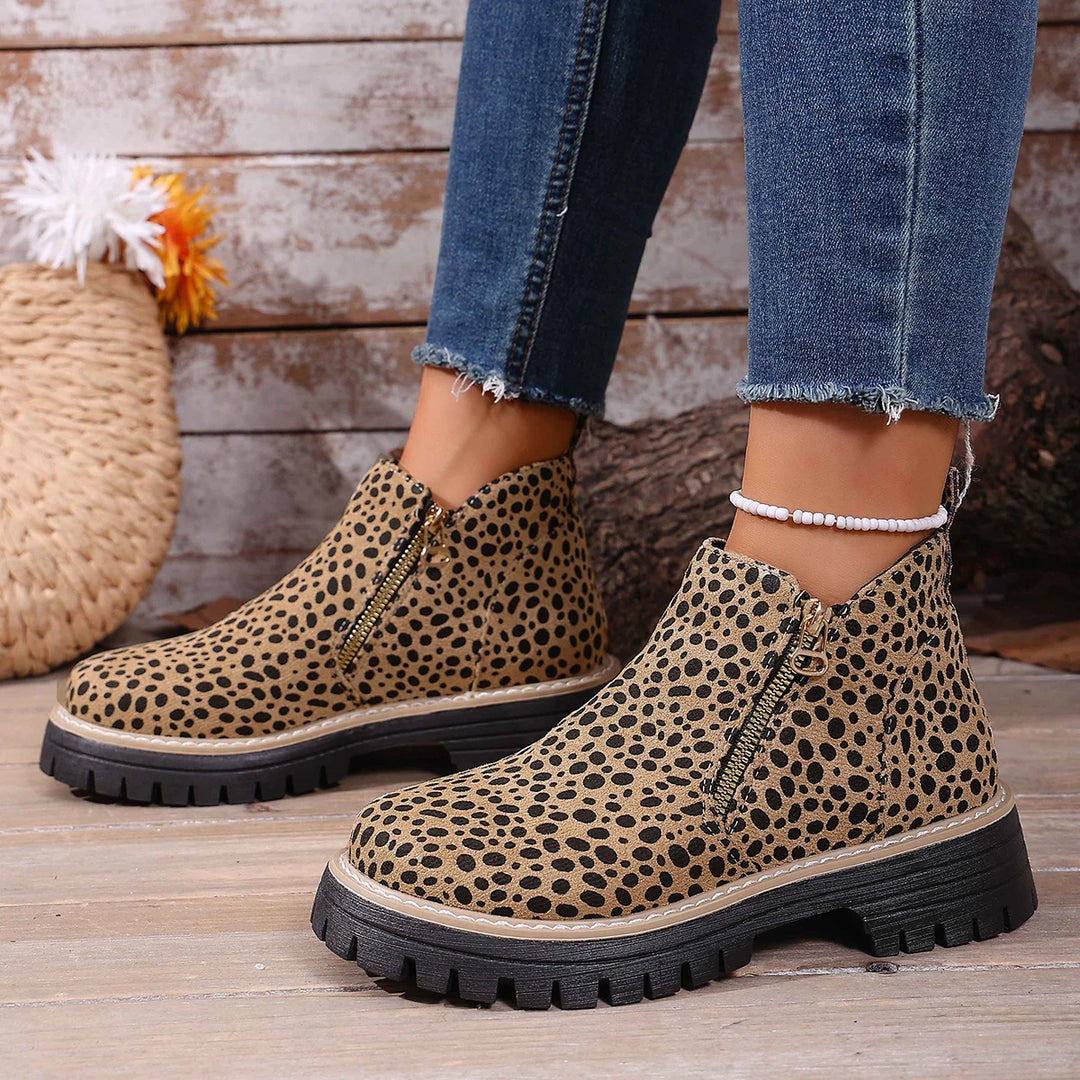 Ninon | Bottines Léopard à Talon Carré