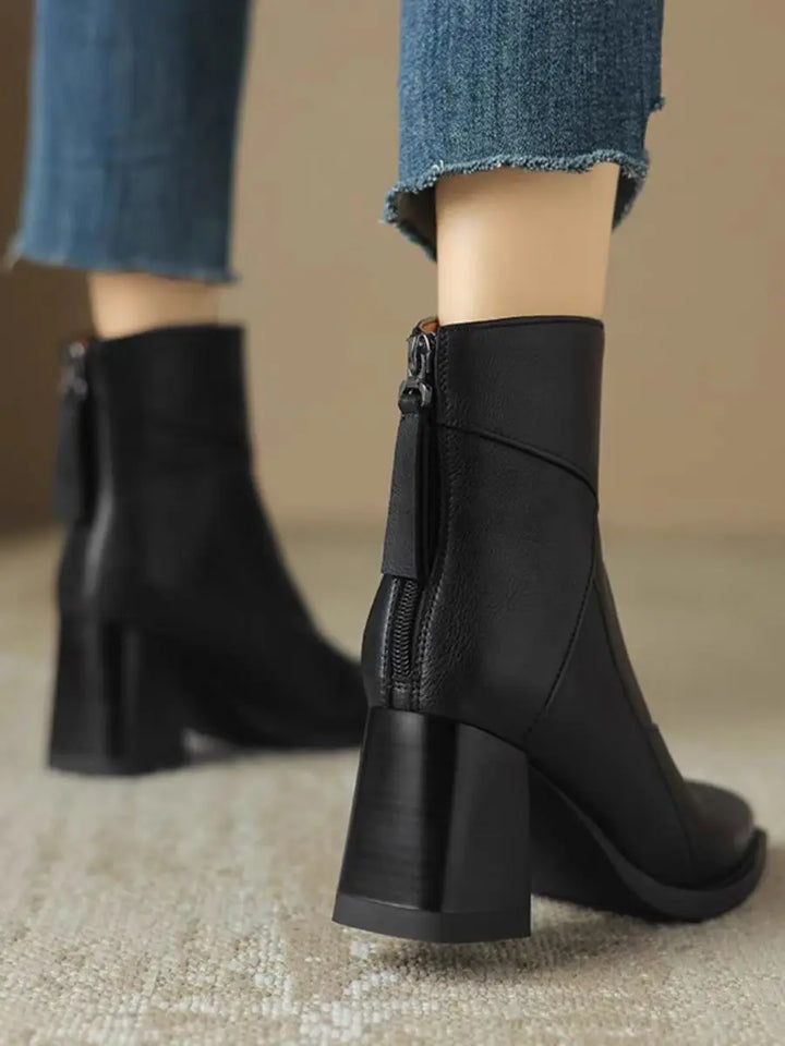 Eugénie | Bottines à Bout Carré et Zip Arrière