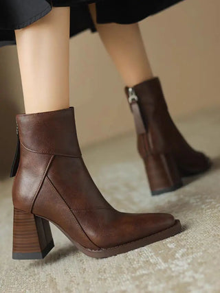 Eugénie | Bottines à Bout Carré et Zip Arrière