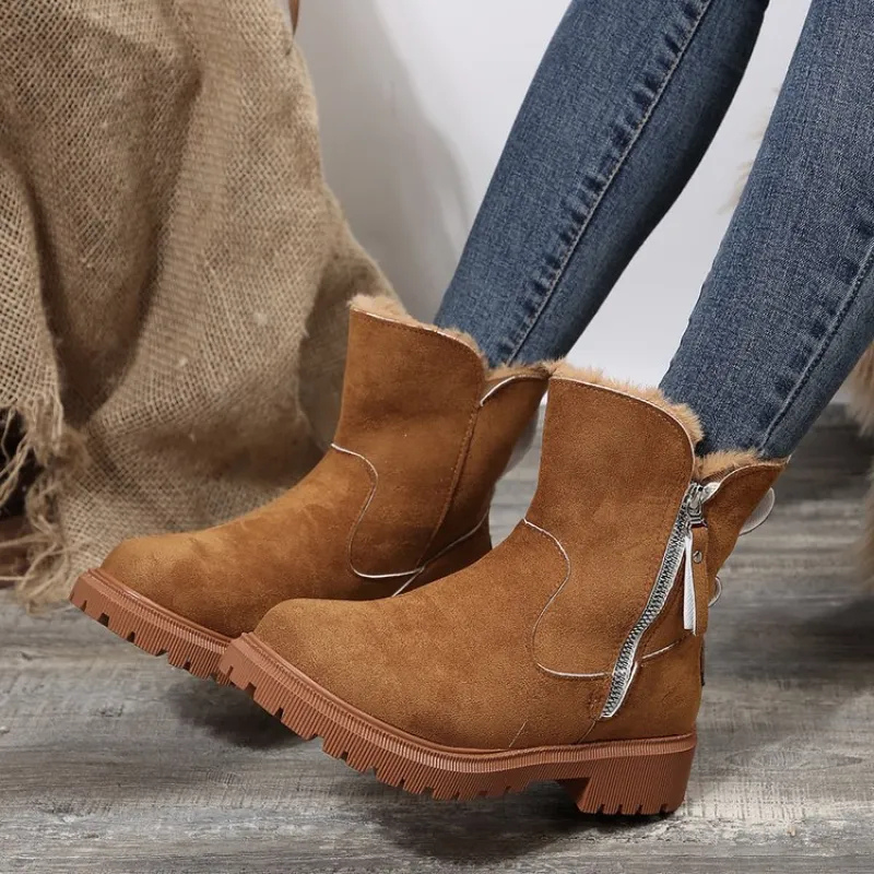 Maylis | Bottines Fourrées à Semelle Crantée - Marron
