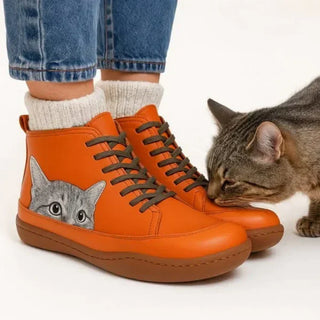 Mirabelle | Bottines Orthopédiques à Motif Chat