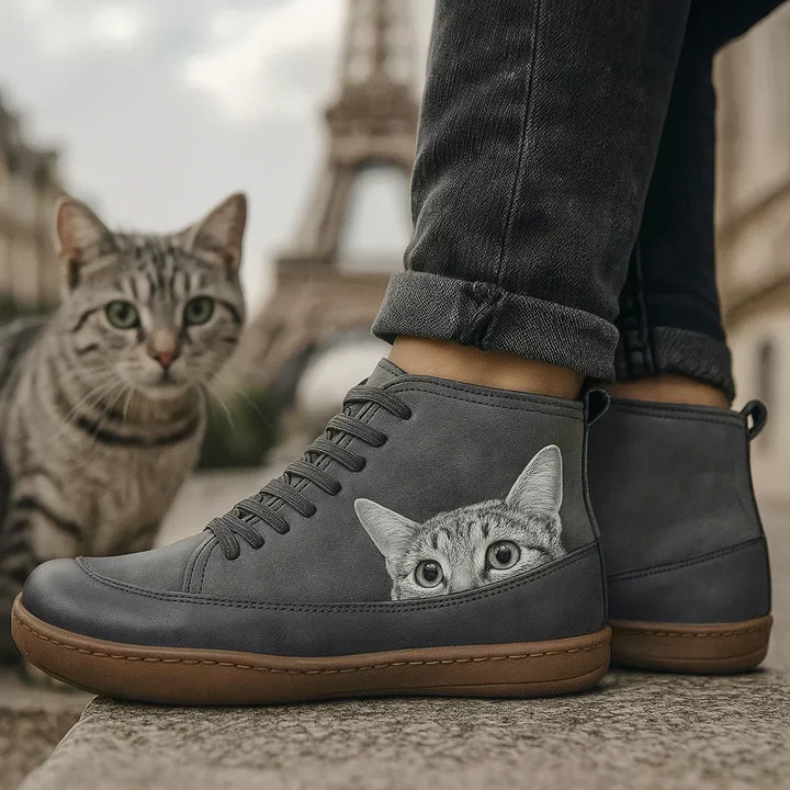 Mirabelle | Bottines Orthopédiques à Motif Chat