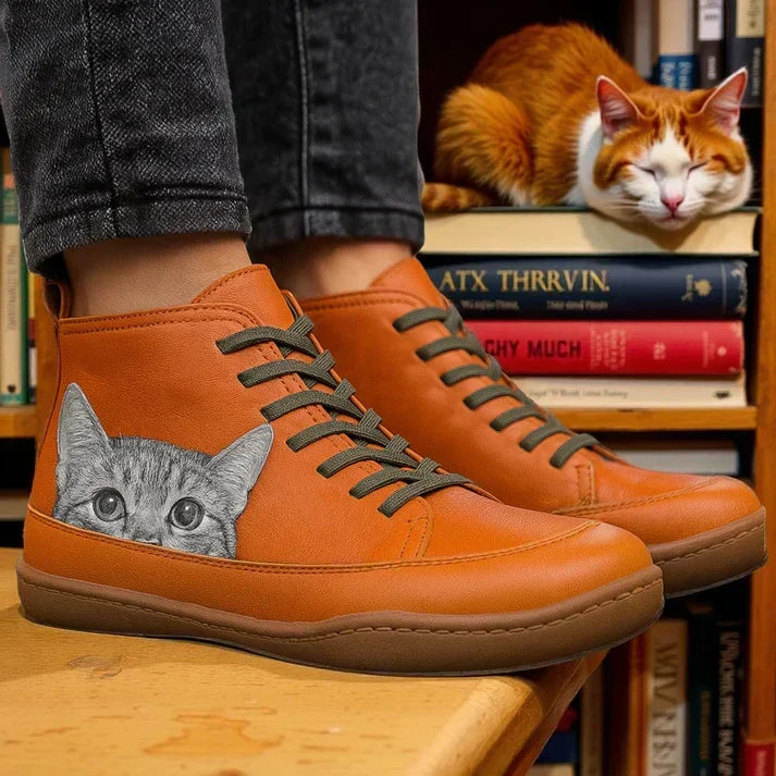 Mirabelle | Bottines Orthopédiques à Motif Chat