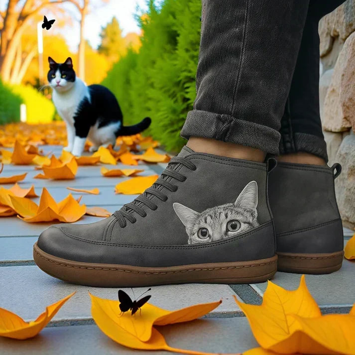 Mirabelle | Bottines Orthopédiques à Motif Chat