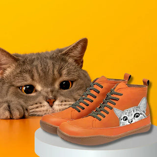 Mirabelle | Bottines Orthopédiques à Motif Chat