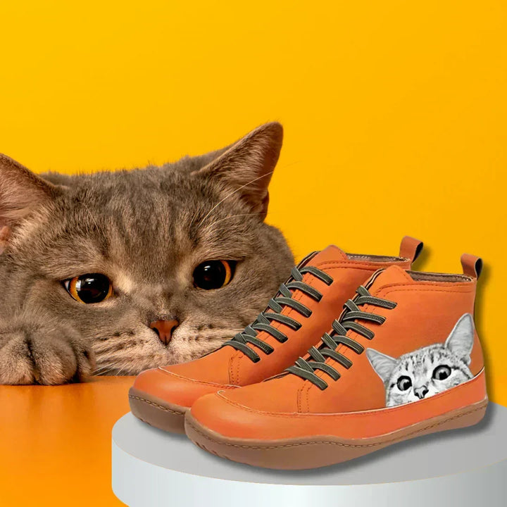 Mirabelle | Bottines Orthopédiques à Motif Chat