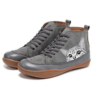 Mirabelle | Bottines Orthopédiques à Motif Chat — Gris