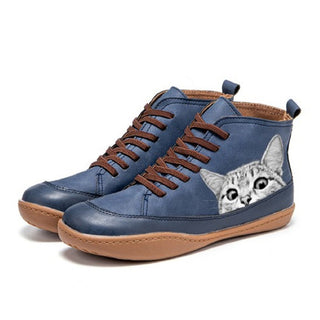 Mirabelle | Bottines Orthopédiques à Motif Chat — Bleu
