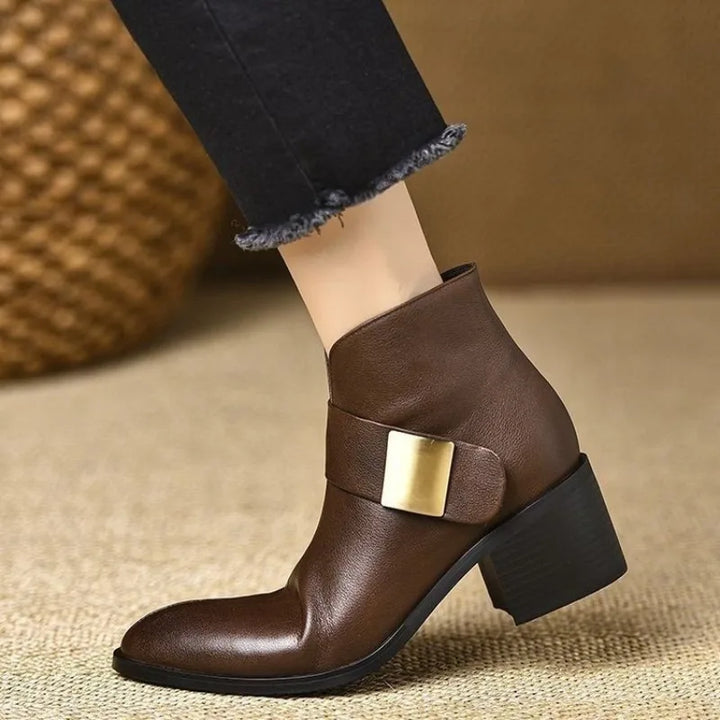 Bérénice | Bottines Pointues à Boucle Dorée