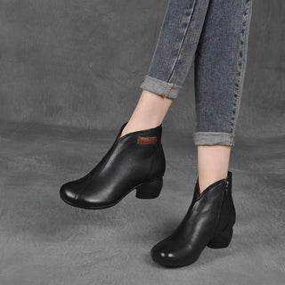 Bérénice | Bottines Rétro en Cuir à Talon Bloc