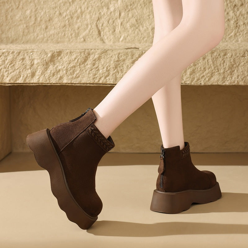 Rosine | Bottines Plateforme Fourrées à Zip Arrière