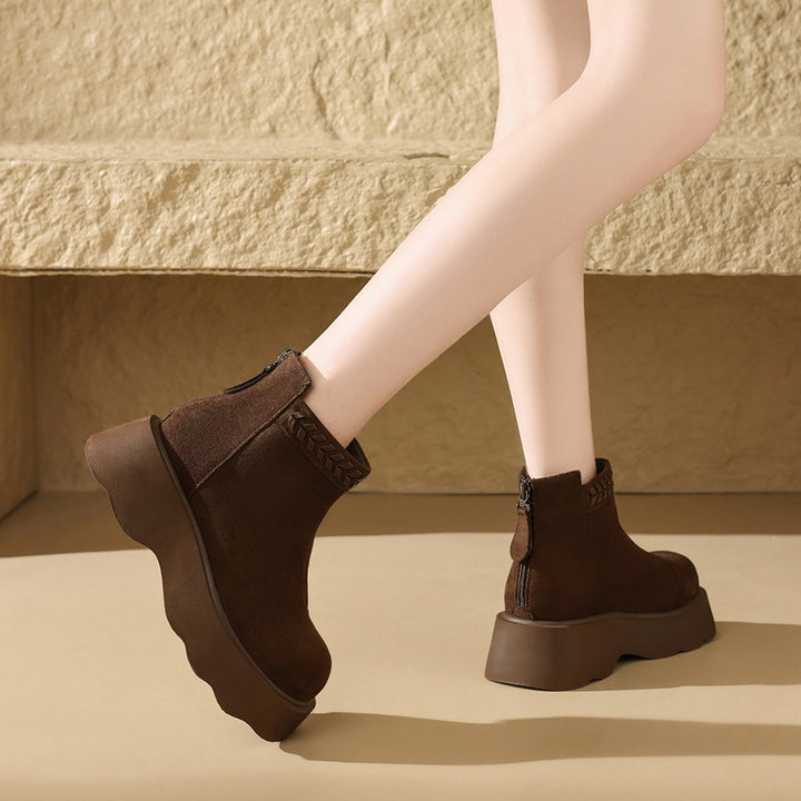 Rosine | Bottines Plateforme Fourrées à Zip Arrière