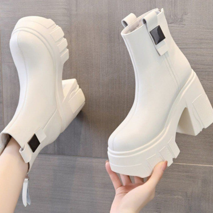 Séverine | Bottines Plateforme à Talon Bloc et Zip Arrière