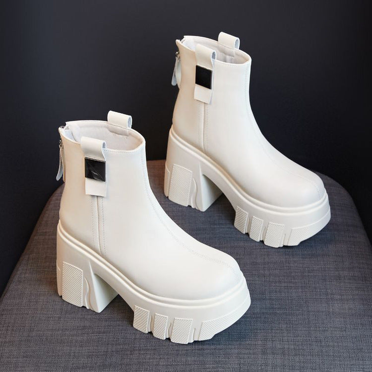 Séverine | Bottines Plateforme à Talon Bloc et Zip Arrière
