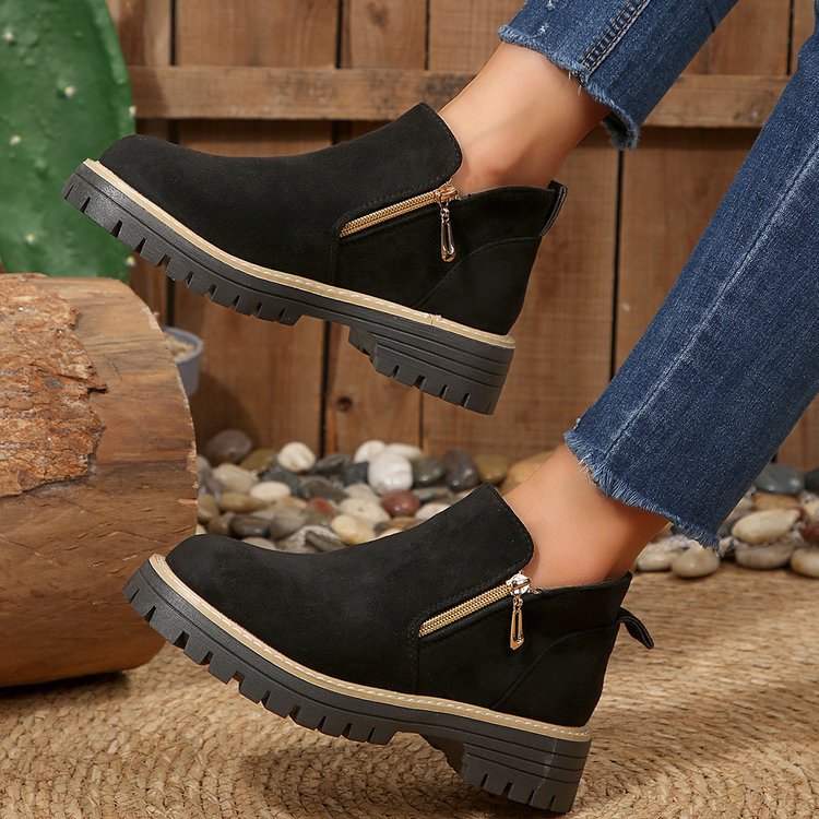 Blandine | Bottines Plateforme à Zip Latéral — Noir