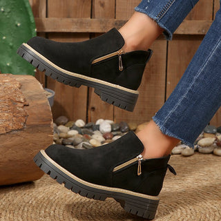 Blandine | Bottines Plateforme à Zip Latéral — Noir