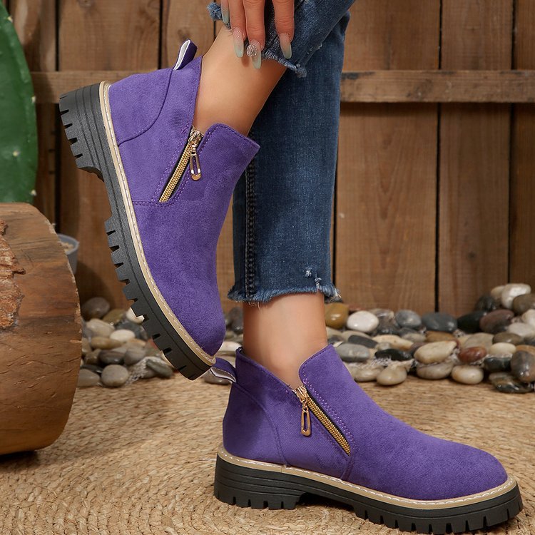 Blandine | Bottines Plateforme à Zip Latéral — Violet