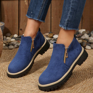 Blandine | Bottines Plateforme à Zip Latéral — Bleu
