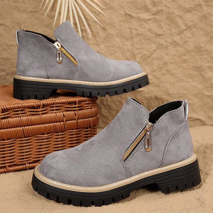 Blandine | Bottines Plateforme à Zip Latéral — Gris