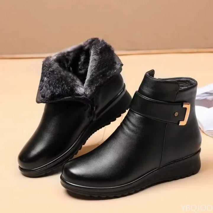 Sidonie | Bottines Plates d'Hiver Antidérapantes - Noir