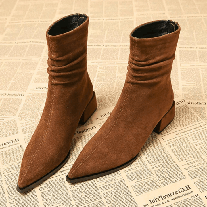 Hortense | Bottines en Suédine à Bout Pointu
