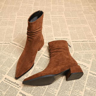 Hortense | Bottines en Suédine à Bout Pointu