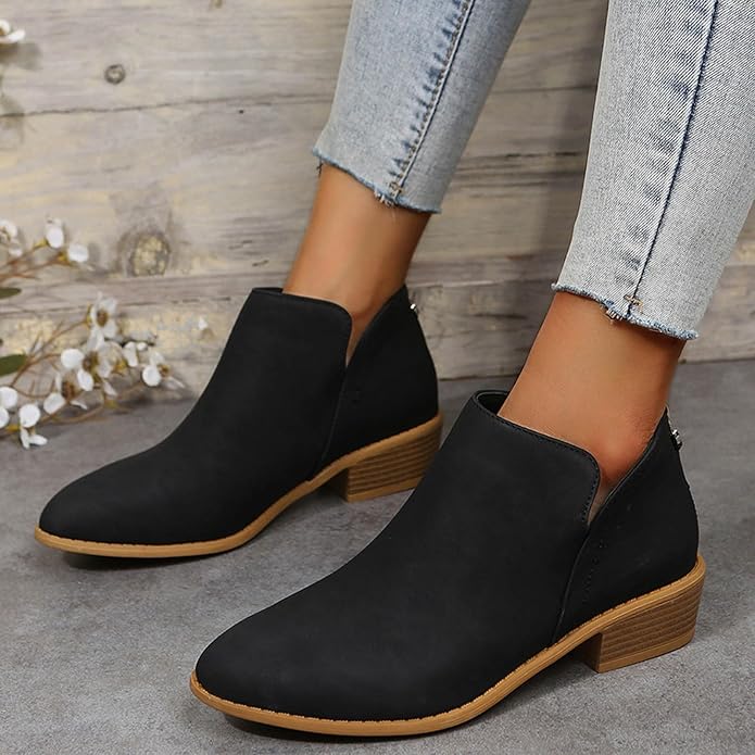 Roxane | Bottines à Talon Bloc et Zip Arrière