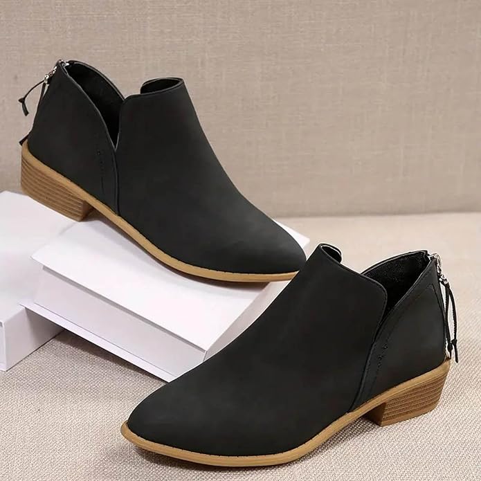 Roxane | Bottines à Talon Bloc et Zip Arrière