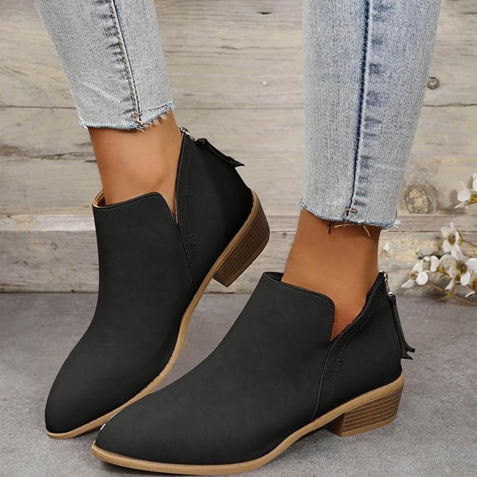 Roxane | Bottines à Talon Bloc et Zip Arrière