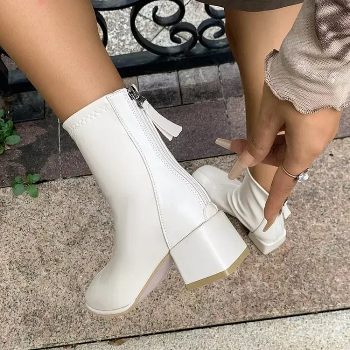 Victoire | Bottines à Talon Bloc et Zip Arrière