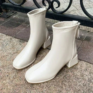 Victoire | Bottines à Talon Bloc et Zip Arrière