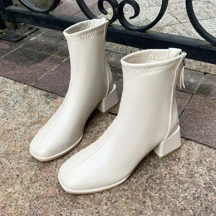 Victoire | Bottines à Talon Bloc et Zip Arrière