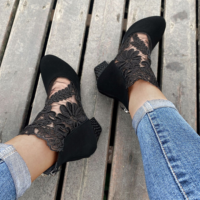 Joséphine bottines à talon en dentelle Léonie Varenne vue 3