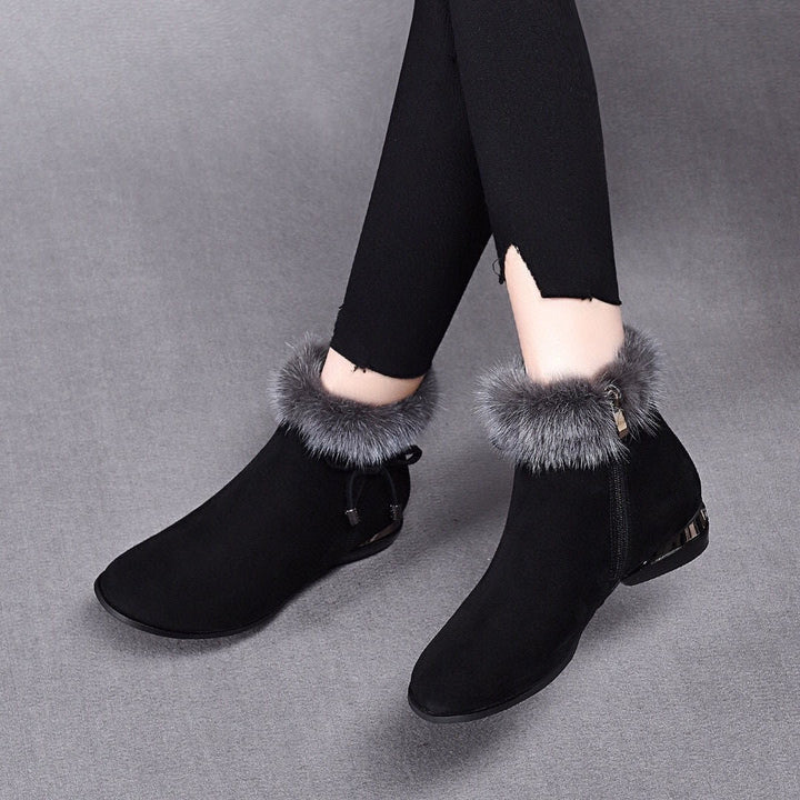 Adélaïde | Bottines à Talon Mi-Haut et Zip Latéral — Noir