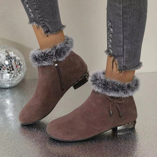 Adélaïde | Bottines à Talon Mi-Haut et Zip Latéral — Marron