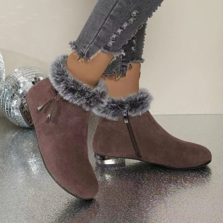 Adélaïde | Bottines à Talon Mi-Haut et Zip Latéral