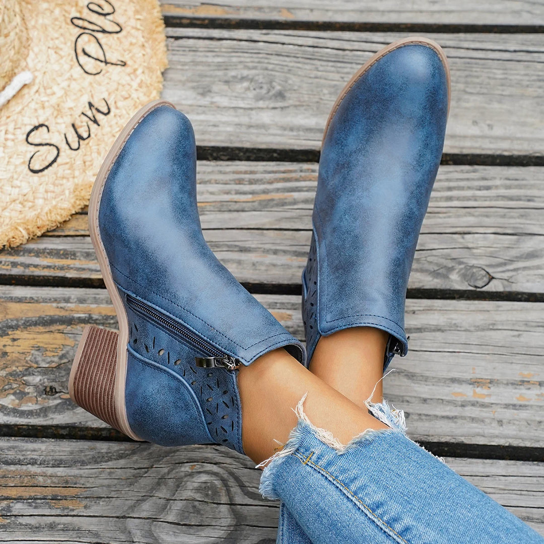 Garance | Bottines Western à Talon Mi-Haut — Bleu