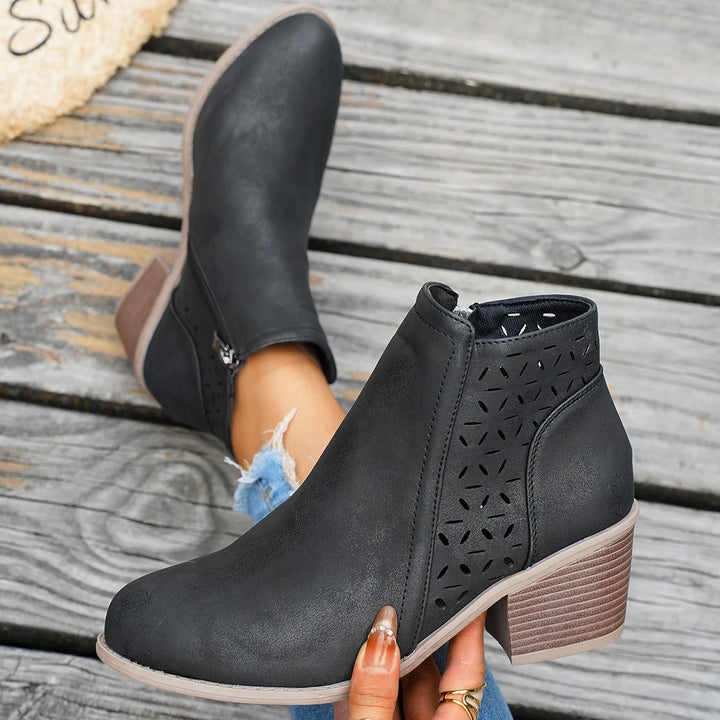 Garance | Bottines Western à Talon Mi-Haut — Noir