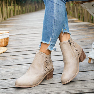 Garance | Bottines Western à Talon Mi-Haut — Abricot