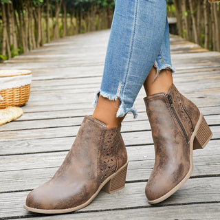 Garance | Bottines Western à Talon Mi-Haut — Marron