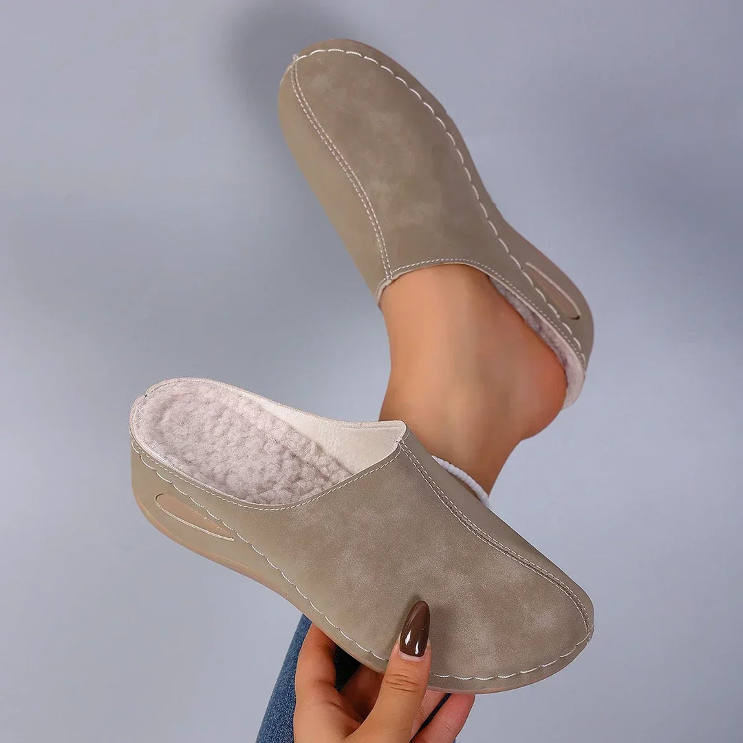 Mathilde | Chaussons Orthopédiques Doublés Peluche — Marron