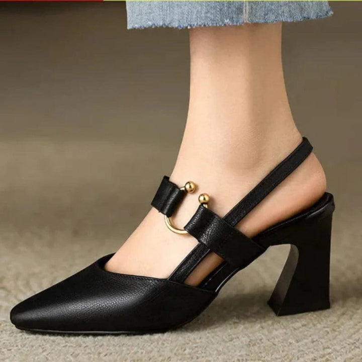 Ombeline | Escarpins à Bride Arrière et Petit Talon — Noir