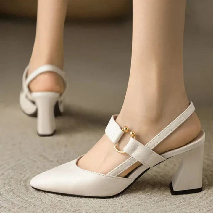 Ombeline | Escarpins à Bride Arrière et Petit Talon — Beige