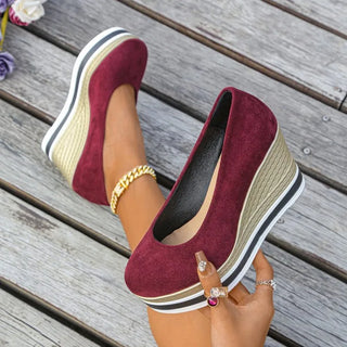 Aurore | Mocassins Compensés à Plateforme — Rouge