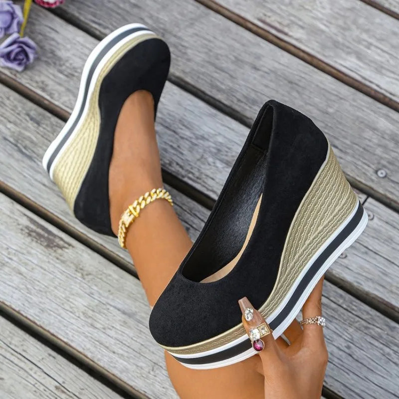 Aurore | Mocassins Compensés à Plateforme — Noir